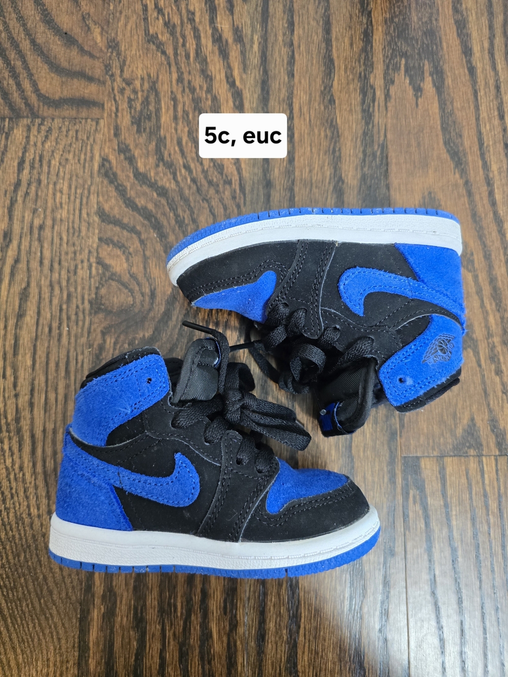 Nike Jordans Black & Royal Blue High-Top Sneakers - 5C